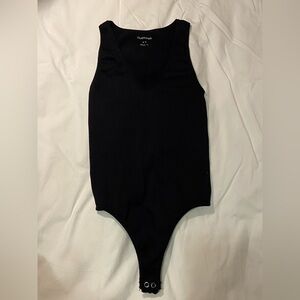 Bluenotes Ribbed Womens Black Bodysuit